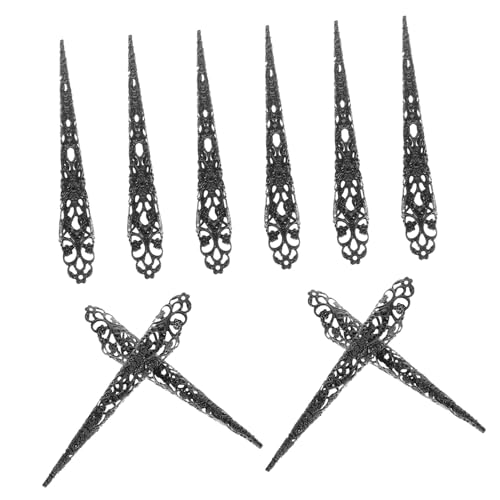 IMIKEYA 10 Stück Teiliges Halloween Cosplay Fingerkrallen Dekorative Schwarze Nagelringe Einfache Anwendung Vielseitig für Party Festival und Kostüm Auffällige Fingernagelverlängerung von IMIKEYA