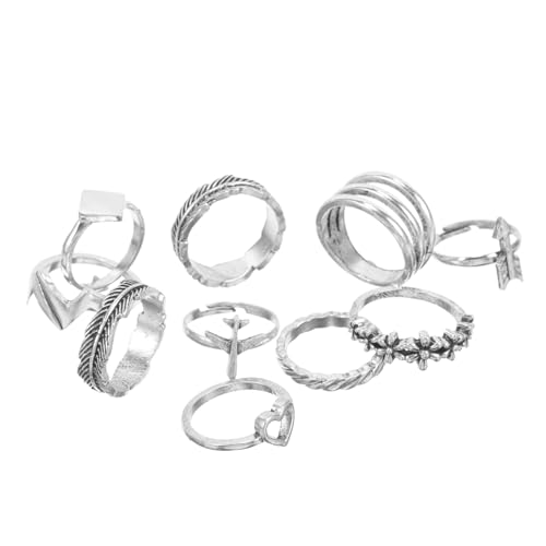 IMIKEYA 10 Teiliges Geometrische Fingerringe Damen Modische Herz Wellenringe aus Robustem Metall Dekorative Leichte Schmuckstücke für Partys Festivals und Alltag Vielseitig von IMIKEYA