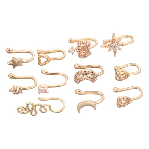 IMIKEYA 11 Stück Teiliges Faux Nose Cuff aus Kupfer mit Funkelnden Zirkonia nicht Durchstochen Nasenschmuck Schmerzfreie Alternative für Damen und Herren Langlebig und Elegant von IMIKEYA