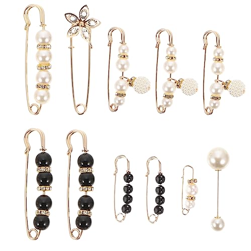 IMIKEYA 11stücke Faux Perle Brosche Pin Für Hosenbund Künstliche Perlen Broschen Mit Nadel Kleiderspanner-clip Für Kleidung Schals Hosenclips von IMIKEYA