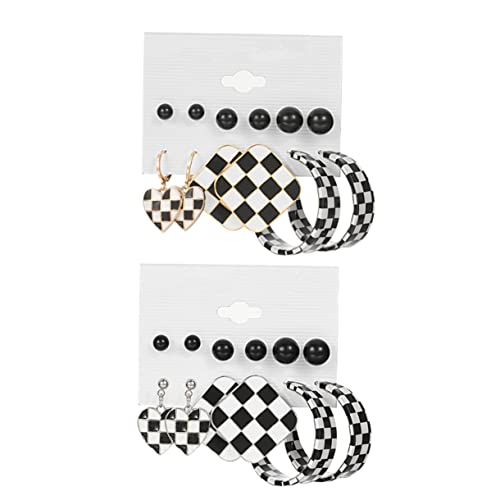 IMIKEYA 12 Paare Gestreifte Kariert Dangle Ohrringe Ohrstecker für Damen für Alltag Strand und Besondere Anlässe von IMIKEYA