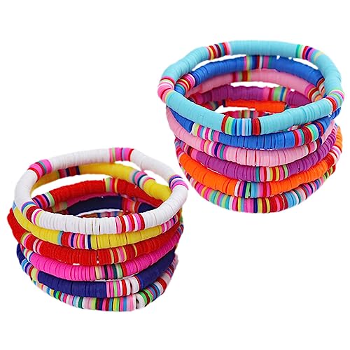 IMIKEYA 12 Stück Buntes Teiliges Armbandset Polymer für Frauen Elastische Armbänder mit Handgefertigten Perlen für Mode und Dekoration für von IMIKEYA