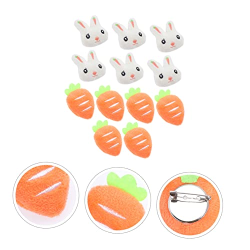 IMIKEYA 12 Stück Niedliche Kaninchen und Karotten Broschen aus Metall und Plüsch Leichte Dekorative Anstecknadeln für Kleidung Taschen Hüte Modische Accessoires für Kaninchenliebhaber und von IMIKEYA