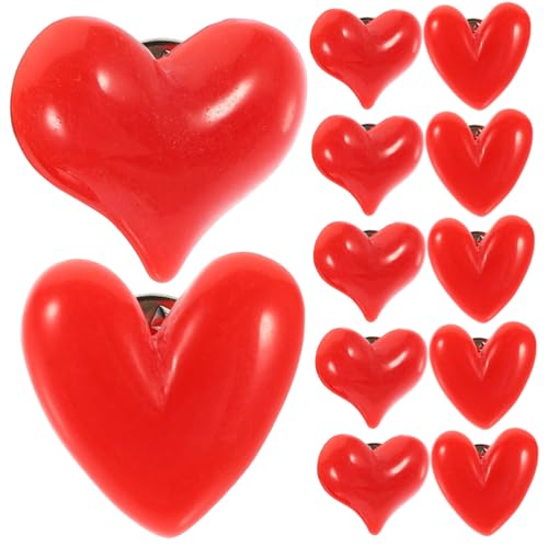 IMIKEYA 12 Stück Rote Herz Broschen für Frauen Valentinstags Anstecker Sicherem Leichtem Material für Kleidung Schals und Hüte Langlebig und von IMIKEYA
