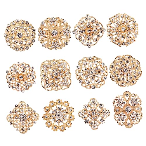 IMIKEYA 12 Stück Teiliges Strass Broschen Legierung Glitzernde Klare Anstecknadeln für Hochzeitsdeko Brautschmuck DIY Accessoires Vielseitig für Kleidung Haarschmuck von IMIKEYA