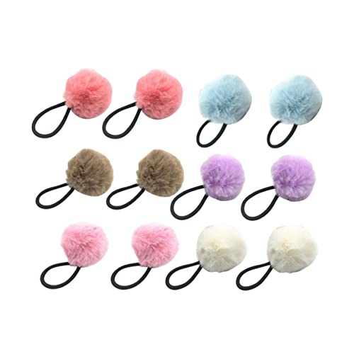 IMIKEYA 12 Stück Flauschige Haarbänder in Ballform Elastisches Gummiband Für Mädchen Pferdeschwanzhalter Styling Zubehör Haarschmuck (weiß Khaki Hellviolett) von IMIKEYA