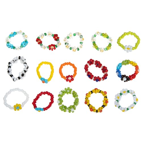 IMIKEYA 15 Stück Teiliges Blumenperlen Ringe für Frauen Elastische Ästhetische Schmuckringe mit Modischem Design Langlebig Hautfreundlich für Finger IMIKEYA 15 Stück Teiliges Blumenperlen Ringe für Frauen Elastische Ästhetische Schmuckringe mit Modischem Design Langlebig Hautfreundlich für Finger von IMIKEYA