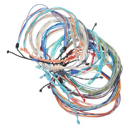 IMIKEYA 16 Stück Teiliges Boho Fußkettchen Wasserdichte Geflochtene Knöchelketten aus Wachsseil Verstellbar Strand Schmuck für Damen und Herren für Surfen und Sommerurlaub Zufällige Farbe von IMIKEYA