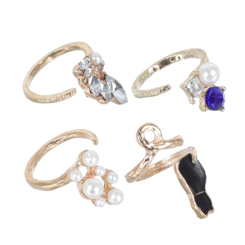 IMIKEYA 16 Stück Teiliges Crystal Ring Set Damen Verstellbare Schmuckringe mit Perlenbesatz Elegantes Stilvolles Finger und Knöchelring Set für Party Alltag von IMIKEYA
