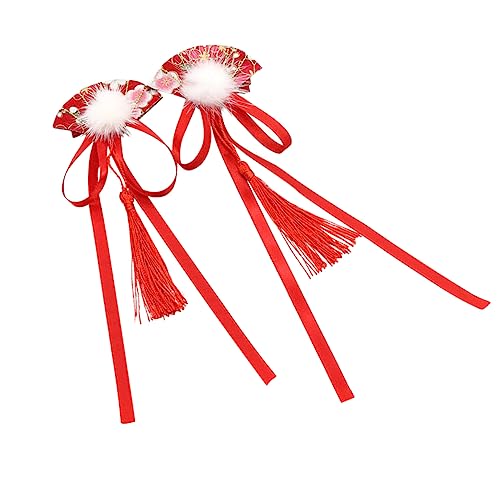 IMIKEYA 1Paar Chinesischer Stil Mädchen Haarschmuck Zubehör Mit Quastendekor Vintage Haarspangen Für Rotes Fan Modell Traditionelle Kopfbedeckung Für Mädchen Kreative Haarclips von IMIKEYA