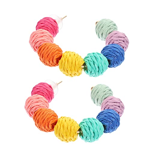 IMIKEYA 1Paar Handgewebte Raffia Kugel Ohrringe Leichte Boho Ohrhänger für Sommer Kreative Accessoires für Frauen Strand Events Festliche Anlässe IMIKEYA 1Paar Handgewebte Raffia Kugel Ohrringe Leichte Boho Ohrhänger für Sommer Kreative Accessoires für Frauen Strand Events Festliche Anlässe von IMIKEYA