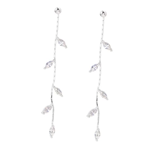 IMIKEYA 1Paar Lange Quaste Ohrstecker mit Strasssteinen und Blattdesign für Frauen Baumeln Ohrringe für Besondere Anlässe und Tag von IMIKEYA