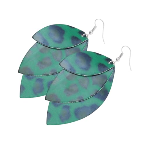 IMIKEYA 1Paar Mode Retro Leopard PU Ohrringe für Damen Einfache Double Layer Ohrentropfen für Lässige Outfits von IMIKEYA
