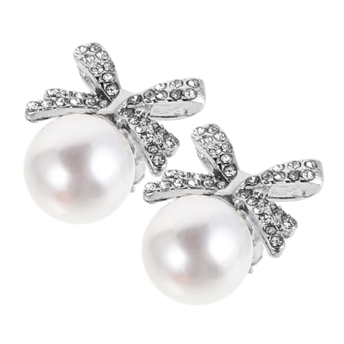 IMIKEYA Schicke Perlenohrringe mit Schleife Glänzende Ohrstecker für Damen Brautschmuck und Brautjungfern Imitationsperlen Leichte Ohrringe für Empfindliche Ohren von IMIKEYA