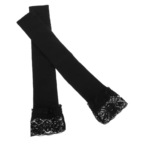 IMIKEYA Lange Fingerlose Spitzenhandschuhe Damen Schwarz Strickarmstulpen Spitze für Kostüme Armstulpen für Winter von IMIKEYA