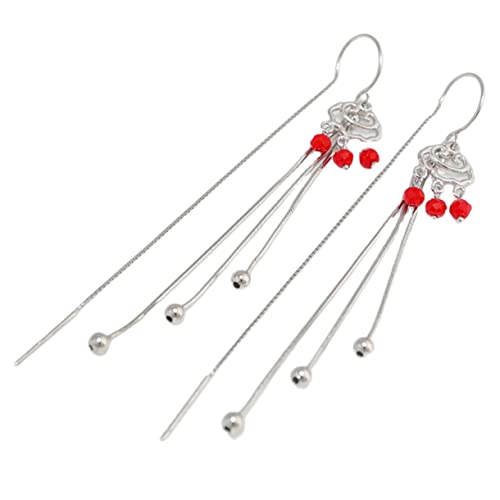 IMIKEYA 1Paar Silber Vintage Safe Lock Ohrringe mit Langen Quastenketten Anhänger für Damen als für Geburtstag Hochzeit von IMIKEYA