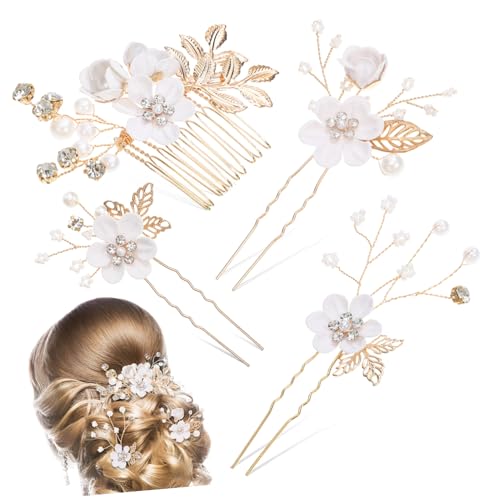 IMIKEYA 1Satz Braut Haarschmuck Blumige Haarnadeln und Haarkamm Hochzeitsaccessoires für Damen Leicht Bequem für Hochzeit und Besondere Anlässe von IMIKEYA