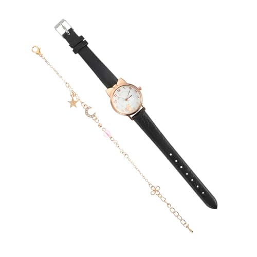 IMIKEYA 1Satz Damen Armbanduhr und Mondarmband Set Quarz Uhr mit Lederband Perfektes für Frauen zu Weihnachten Geburtstag oder Festivals von IMIKEYA