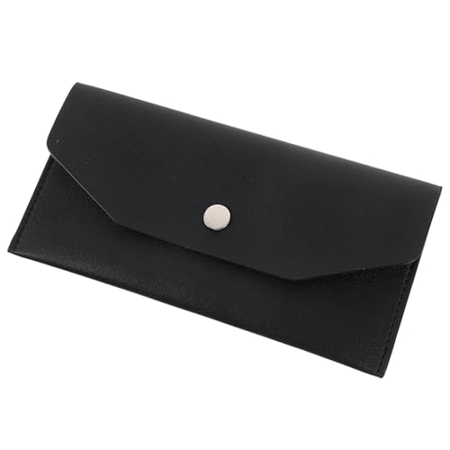 IMIKEYA Pu-Leder Geldbörse Für Damen Und Herren Großes Fassungsvermögen Praktische Geldtasche Mit Fächern Und Stickern Wiederverwendbare Budgethülle Schwarz von IMIKEYA