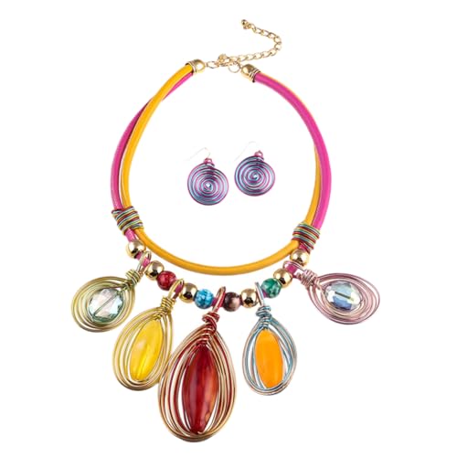 IMIKEYA Statement Schmuckset Für Damen Halskette Und Ohrringe Hakenohrringe Choker Halskette Trendiger Schmuck Für Besondere Anlässe Valentinstagsgeschenk von IMIKEYA