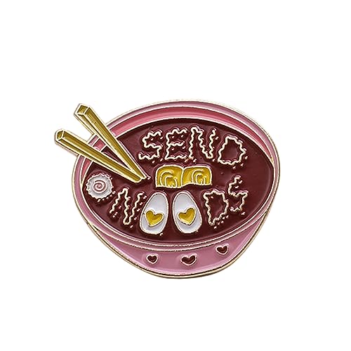 IMIKEYA Cartoon Ramen Pin Emaille Schale Brosche Dunkelrot Lustige Anstecknadel Für Hemd Und Rucksack von IMIKEYA