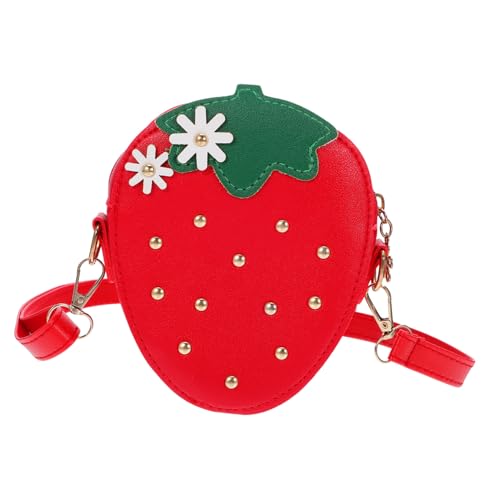 IMIKEYA Kinder Erdbeer Umhängetasche Verstellbare Schultertasche Aus Polyester Süße Kleiner Geldbörse Für Mädchen Für Einkäufe Und Ausflüge Rote Erdbeer Geldbörse von IMIKEYA