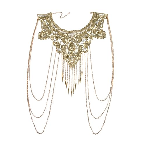 IMIKEYA Mehrlagige Quastenkette Für Damen Glänzende Spitzenkette Körperkette Verziert Für Partys Und Festivals Geeignet von IMIKEYA