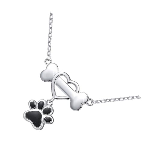 IMIKEYA Halskette mit Hundepfoten Anhänger S925 Silber Modischer Halsschmuck für Frauen Elegantes Design für Hochzeiten und Langlebig und Glänzend Vielseitig Tragbar von IMIKEYA