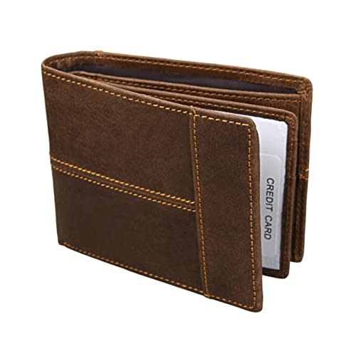 IMIKEYA 1Stück RFID Blockierende Herren Geldbörse Echtem Retro Kurzbrieftasche für Männer Braun für Alltag Schule und Freizeit Große Kapazität für Münzen Scheine und Karten von IMIKEYA