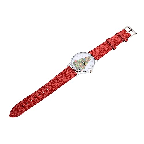 IMIKEYA 1stück Damen Armbanduhr Mit Weihnachtsmotiv Elegante Quarzuhr Mit Rotem Lederarmband Für An Frauen Zu Weihnachten Geburtstagen Oder Jubiläen von IMIKEYA