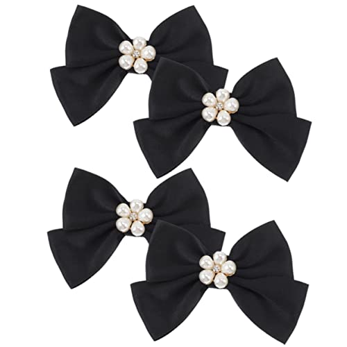 IMIKEYA 2 Paare Abnehmbare Schleifen Schuhclips mit Perlendekor Schuhschmuck Accessoires Schwarz Wiederverwendbar für Hochzeit Party und Alltagsschuhverzierung von IMIKEYA