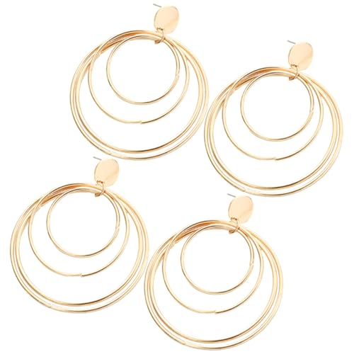 IMIKEYA 2 Paare Damen Creolen Ohrringe Mehrlagig Leicht Goldfarben Modisch Persönlichkeits Schmuck Für Alltag und Party von IMIKEYA