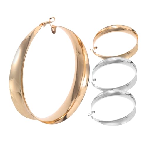 IMIKEYA 2 Paare Extravaganter Großer Metall Creolen Ohrringe für Damen Geometrisch Hohl Modisch Langlebig Vielseitig für Alltag Party Show in Gold und Silber von IMIKEYA