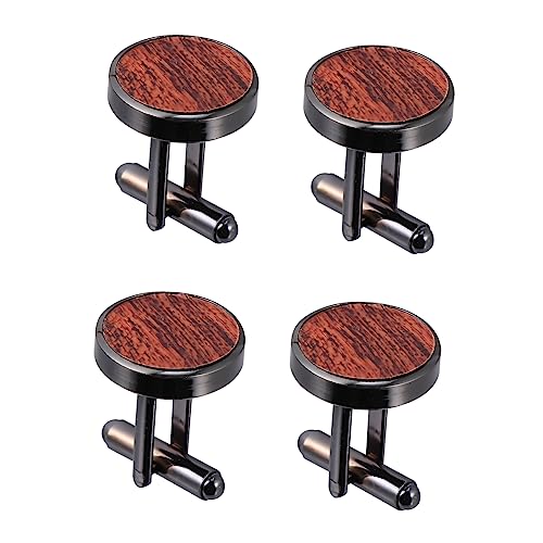 IMIKEYA 2 Paare Herren Manschettenknöpfe Holz Runde Französische Hemdknöpfe Langlebige und Rostfreie Cufflinks für Hochzeiten und Festlichkeiten von IMIKEYA