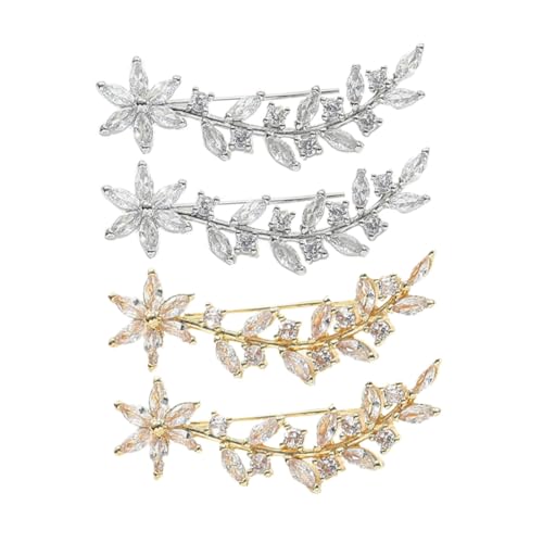 IMIKEYA 2 Paare Ohrkletterer Ohrringe mit Strassbesetzten Blumen Kupfer Schmuck für Damen Modische Statement ohrringe in Weißgold und Gold für Hochzeit und Festliche Anlässe von IMIKEYA