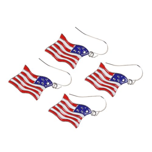 IMIKEYA 2 Paare Patriotische Ohrstecker US Flagge Design Legierung Tropfenohrringe Party Schmuck für Damen Einzigartige Ohrhänger zum Feiern und Tanzen von IMIKEYA
