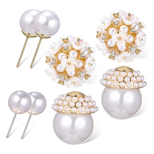 IMIKEYA 2 Paare Perlen Blüten Ohrstecker Damen Double Sided Ohrstecker Leicht Modisch Elegant für Frauen Schmuck von IMIKEYA