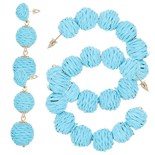 IMIKEYA 2 Paare Sommer Ohrringe Raffia Rattan Ohrhänger Leicht Damen Boho Schmuck Modisch Für Urlaub Strand Alltag von IMIKEYA