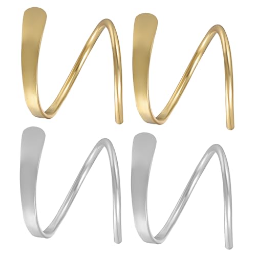 IMIKEYA 2 Paare Spiral Ohrklemmen Ohrringe für Damen Leichte Gedrehte Wickel Ohrringe Gold und Silber Ear Crawler für Helix Piercing Komfortabel und Vielseitig Kombinierbar von IMIKEYA