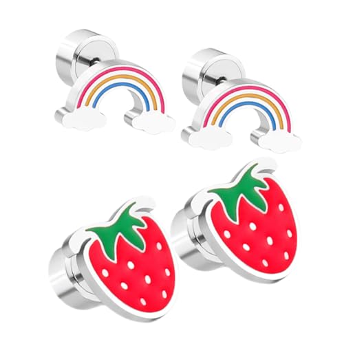 IMIKEYA 2 Paare Süße Ohrringe Set Niedliche Erdbeer und Regenbogen Ohrstecker für Mädchen für und Schulaktivitäten Flache Rückseite und Vielseitig IMIKEYA 2 Paare Süße Ohrringe Set Niedliche Erdbeer und Regenbogen Ohrstecker für Mädchen für und Schulaktivitäten Flache Rückseite und Vielseitig von IMIKEYA