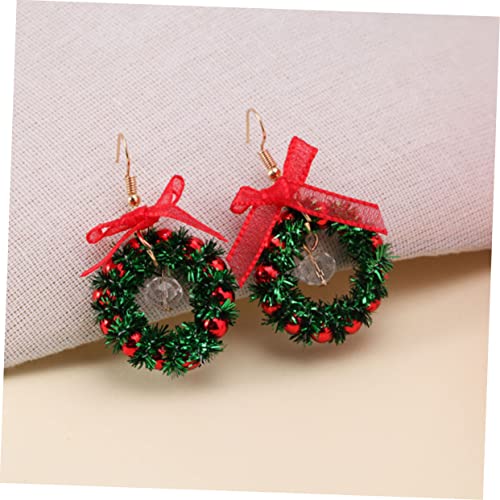 IMIKEYA 2 Paare Weihnachtliche Ohrhänger Weihnachtskranz Ohrringe Damen Festival Schmuck Party Accessoire Festlich Stilvoll von IMIKEYA