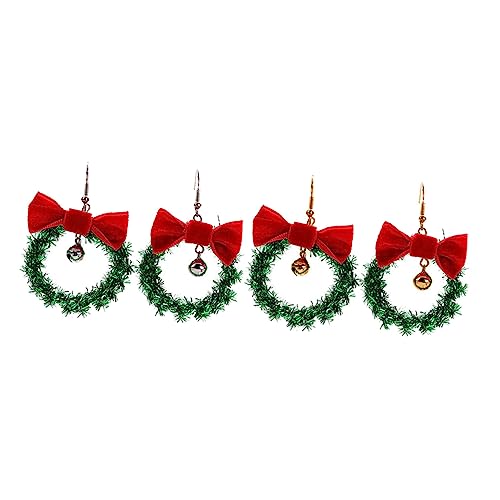 IMIKEYA 2 Paare Weihnachtsohrringe Kreative Schleifen Glocken Ohranhänger Bunte Festliche Ohrschmuck für Damen Weihnachten Party von IMIKEYA