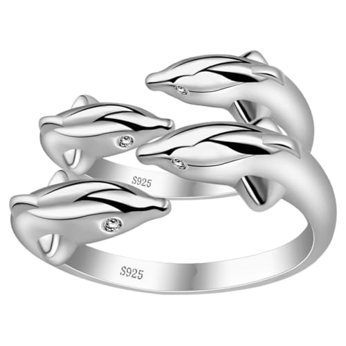 IMIKEYA 2 STÜCK Verstellbarer Doppel delfin Ring Damen Offener Kupfer Schmuck Elegantes Design Alltag Party Geschenk Modeaccessoire von IMIKEYA