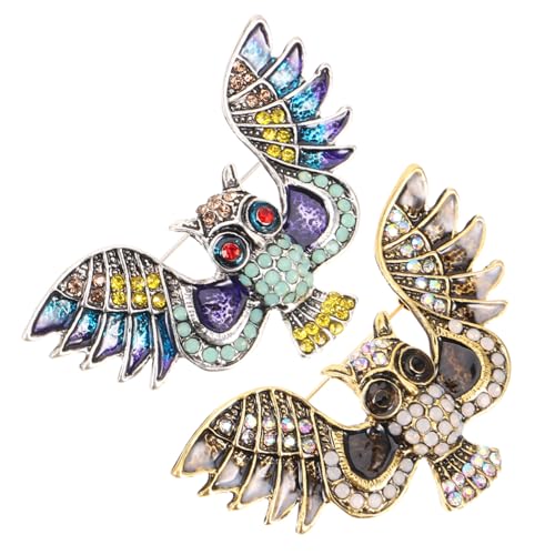 IMIKEYA 2 Stck Niedliche Eulen Brosche Pin Dekorative Anstecknadel für Damen Geeignet für Kleidung Taschen Schals Gold Silber von IMIKEYA