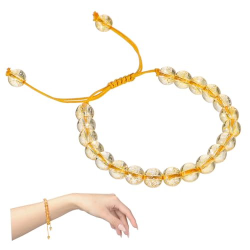 IMIKEYA 2 Stk. Citrin Armband Verstellbar Edelstein Perlenarmband Damen Mädchen Langlebig Natürlich Elegantes Schmuckgeschenk für Geburtstag Jubiläum Fest von IMIKEYA