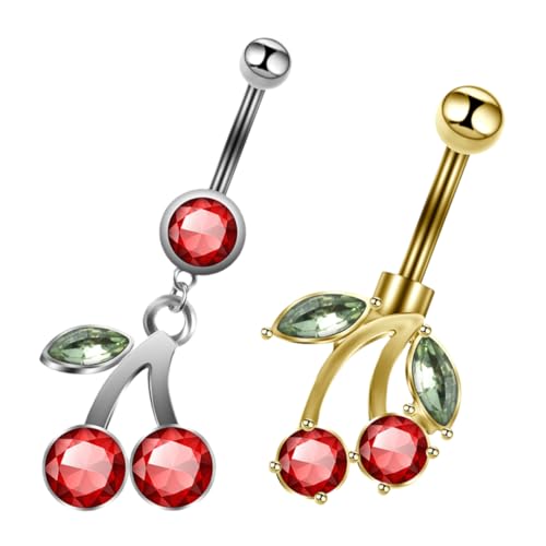 IMIKEYA 2 Stück Bauchnabelring mit Anhänger Teiliges in und Goldfarben Hängendes Piercing Schmuckstück Hypoallergen Leicht und Modisch für Damen von IMIKEYA