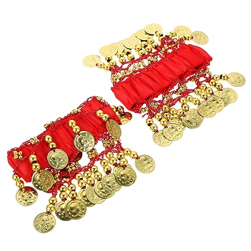 IMIKEYA 2 Stück Bauchtanz Fußkettchen mit Münzen Leichtes Hautfreundliches Fußschmuck Accessoire für Damen Geeignet für Bauchtanz Party Hochzeit Karneval Cosplay Rot Einheitsgröße von IMIKEYA