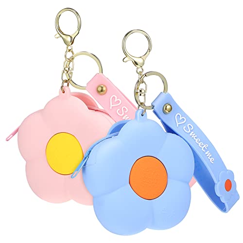 IMIKEYA 2 Stück Blumenförmiger Silikon Geldbeutel Mini Geldbörse mit Reißverschluss für Schlüssel Kosmetik Kleingeld für Frauen und Mädchen von IMIKEYA