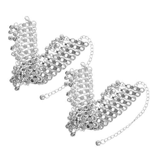 IMIKEYA 2 Stück Boho Fußkettchen mit Glocken Verstellbares Vintage Ethno Fußkettchen mit Mehrlagiger Kettenstruktur Sommerliches Barfuß Schmuckstück für Bauchtanz Strandurlaub von IMIKEYA