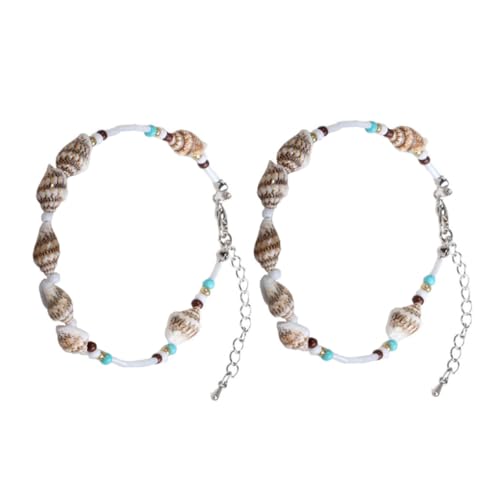 IMIKEYA 2 Stück Chic Muschelfußkettchen für Damen Knöchelkette mit Feinem Anhänger Perfekter Strand Schmuck für Frauen und Mädchen Verstellbar und Langlebig von IMIKEYA